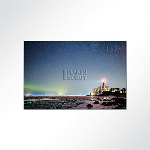 LYSEL® Absorberbild - Polarlichter am Strand 100x50x5,5cm - Akustikbild Schallschlucker mit 50mm Schaumstoff aus Basotect® G+