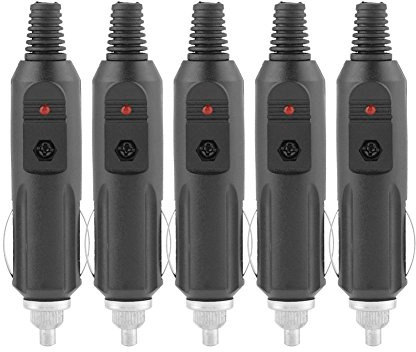 Oumefar 5 uds 12V/24V 5A enchufe de encendedor de cigarrillos macho DIY conector de enchufe macho negro accesorio de coche para toma de mechero de coche