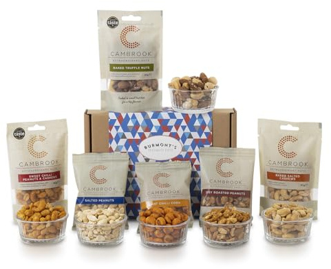 Cambrook Ultimate Nuts & Snacks Hamper - Includes A Variety Of Peanuts, Cashews, Truffle Nuts, Giant Corn & More - Hamper Exclusive to Burmont's
