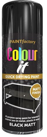 Classic Signature - 12 x All Purpose Black Matt Aerosol Spray Paint 400ml Quick Drying Spray,Fast Dry and Excellent Coverage for Metal, Wood, Plastic and More