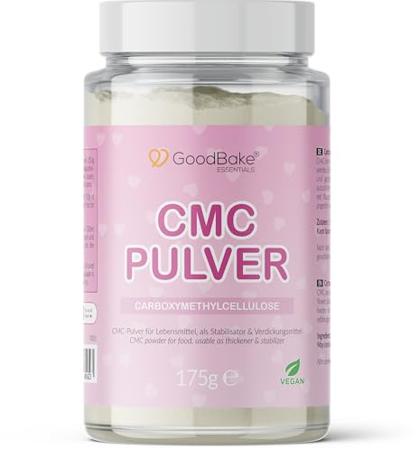 GoodBake CMC Pulver 175g – Premium-Qualität - Tylo Pulver, Blütenpuder – z.B. für Fondant, Blütenpaste und Lebensmittelkleber - zum Modellieren, Modellierfondant – vegan - CarboxyMethylCellulose