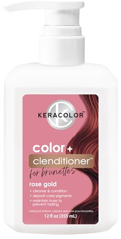 Keracolor Color + Clenditioner 3-in-1 Color-Depositing Conditioner for Brunettes, Gently Cleanses & Conditions, Semi-Permanent Hair Color, Rose Gold, 12 Fl Oz