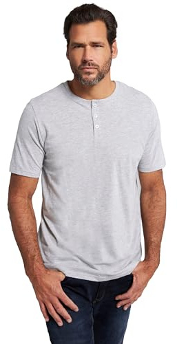 JP 1880 Menswear da Uomo Taglie Forti L-8XL Henley, Basic, abbottonatura, Mezza Manica 726695, Grigio Melange, 3XL