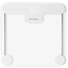 TERRAILLON Pèse Personne Design CRYSTAL - Plateau Verre compact - Ecran invisible - Capacité 180Kg - Blanc