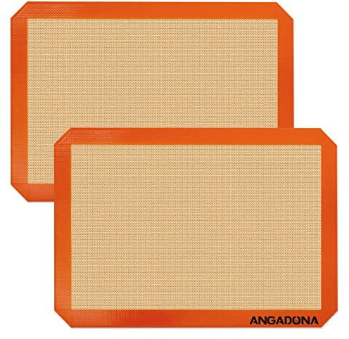 Silicone Baking Mat Sheets Set, Easy Clean &Non-Stick Food Grade Reusable Baking Mat, 2 Half Sheet Baking Mats Silicone for Oven, Macarons, Cookies and Pastry