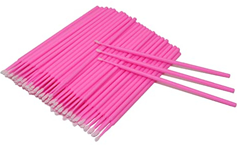 200 Stück Microbürsten Wimpernbuerste für Wimpernverlängerung, Einweg-Mikrobürste, Wimpernverlängerung Kleber Removal Lashes Graft Tools für Make-up(200 PCS, ROSA)