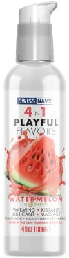 Swiss Navy - 4 in 1 Gleitmittel mit Wassermelonengeschmack - Wärmendes Vergnügen - Essbar, Sanft, Erregend - 118ml/4oz