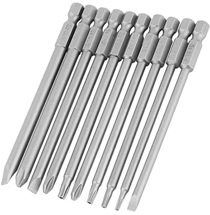 10 Stück 100 Mm 1/4 Zoll Sechskantschaft, Bit-Set Wera Magnetisches Bst-Schraubendreher-Bit-Set (Schlitz + Kreuzsicherheitsstern)
