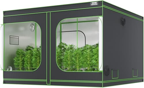 VEVOR Tente de Culture 305x305x203 cm Chambre de Culture Hydroponique Mylar 600D Hautement Réfléchissante avec Fenêtre d'Observation, Sac à Outils, Plateau de Sol pour Culture de Plantes d'Intérieur
