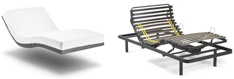 Ferlex - Lattenrost 90x200 elektrisch verstellbar mit orthopädischer viskoelastischer Matratze Elion | Drahtlose Fernbedienung