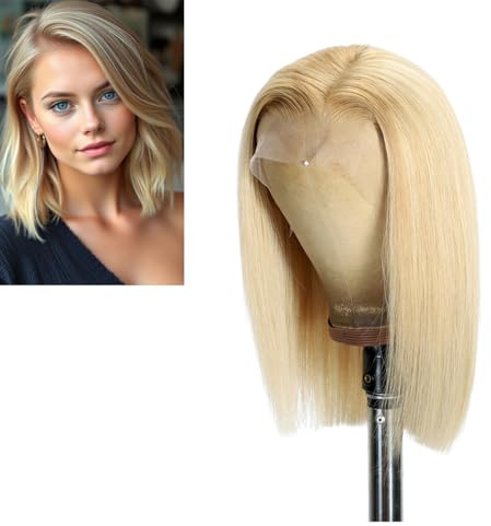 Larafona Human Hair Wig Echthaar Perücke BOB Frauen Glueless Lace Front Wig Braune/Blonde P8/613# 12inch/30cm