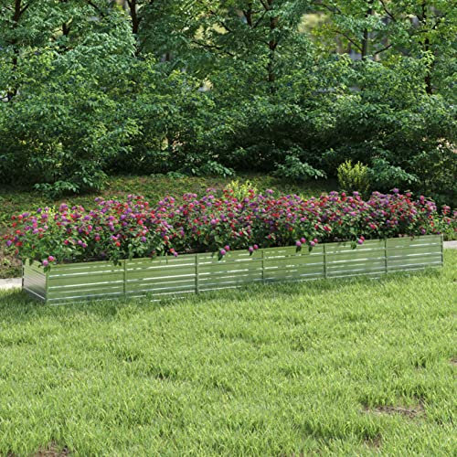 LAPOOH Garten-Hochbeet, Palettenrahmen, Hochteich, Gemüsebeet, Kräuterregal Balkon, Blumenbeet, Kräuterspirale, Tomatenbeet, Pflanzhochbeet, 480x80x45 cm Verzinkter Stahl Silber