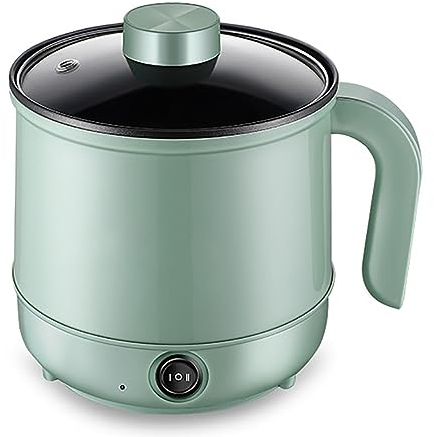 Ollas eléctricas de 1,7 L, cocina portátil de viaje, cocina eléctrica, sartén antiadherente para el hogar, olla rápida de fideos (olla verde)