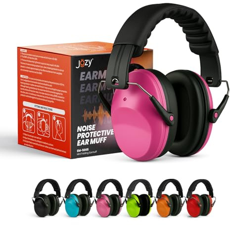 Jozy Noise Canceling Headphones for Kids, SNR 26dB Ear Protection for Autism, Sound Proof Sensory Muffs for Hearing, Concerts (Pink)