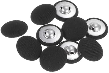 HARFINGTON 10pcs 34L Fabric Cloth Covered Button 21mm Metal Shank Round Sewing Buttons for Suits Dress Blouses, Black
