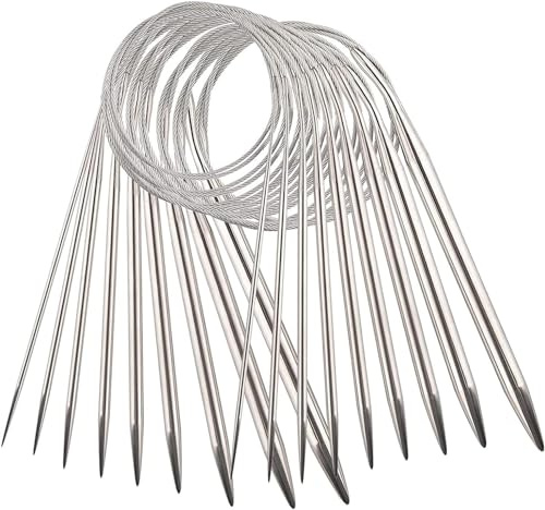 YXHZVON Edelstahl Rundstricknadel Set, 9 Stück Rundstricknadeln 40cm, Doppelspitzige Runden Stricknadeln für Socken, Mützen, Handschuhe (2,5mm/3,5mm/4,5mm/5,5mm/6mm/7mm/8mm/9mm/10mm)
