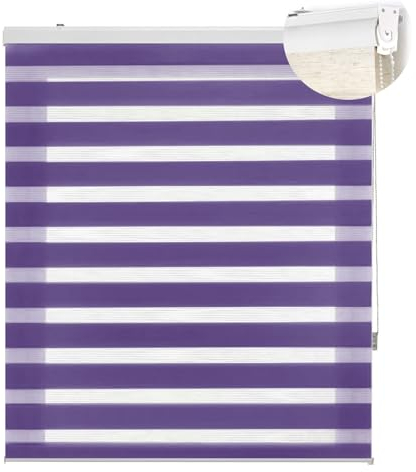 Doppelrollo Klemmfix ohne Bohren 40 x 140 cm Hitzeschutz, Sichtschutz Thermorollo Verdunkelungsrollo inklusive Montagematerial für Tür & Fenster, Lila