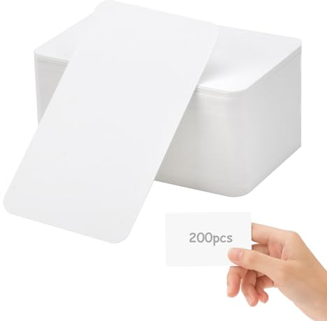 APOMOONS 200 Pièces Cartes en Papier Kraft Blanc 9 x 5,5 cm - Fiches Vierges à Créer soi-même pour l'apprentissage du Vocabulaire