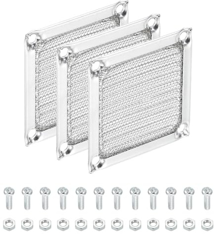 PATIKIL 60mm Computer Fan Filter Grill with Screws, 3 Pack Aluminum Frame with Stainless Steel Mesh Dustproof Case Cover for Computer, Ventilator, Silver Tone