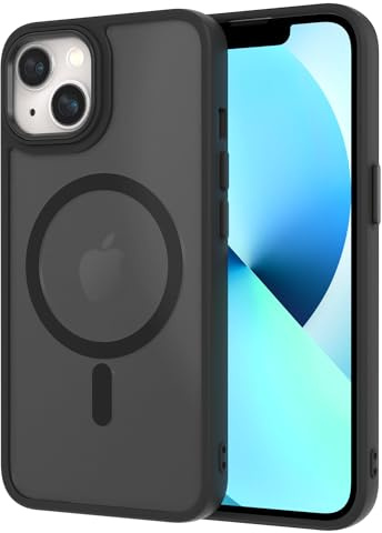 AOMYKE Cover Magnetica per iPhone 13 / iPhone 14, Custodia iPhone 13 / iPhone 14 Compatibile con MagSafe, Traslucida Opaca Posteriore Sottile PC+TPU Bumper Antiurto Case - Nero