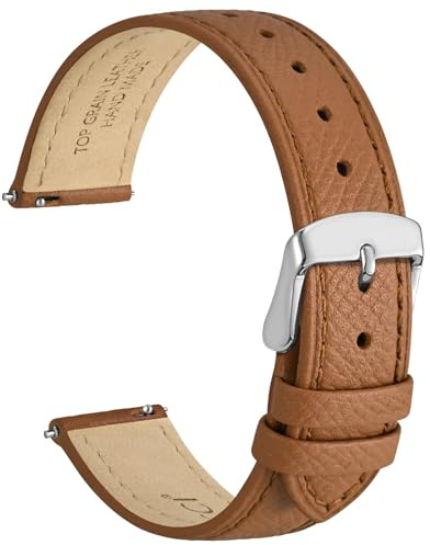 WOCCI Grace Uhrenarmband, Top Grain Leder, Schnellverschluss, Ersatzbänder, Edelstahlschnalle, Bandbreite 12mm 13mm 14mm 15mm 16mm 18mm 20mm