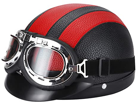 retrò Casco Scodella Mezzo Elmetto Moto retrò ECE Omologato Mezzo Casco Scooter Crociera Bicicletta Casco Scooter Aperto Caschi da Moto Cromwell Caschi Casco A Scodella Scooter Motorino