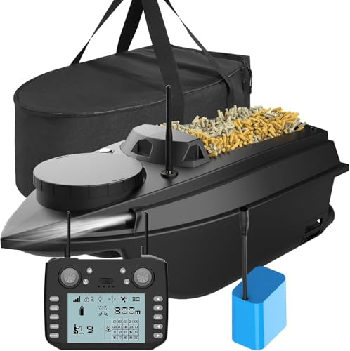 GPS-Angelköderboot, RC-Köderboot mit kabellosem Doppelmotor 3 kg, automatische Futterrückführung, Fernbedienung, 800 m Entfernung, Angelnestboot 12V 20000mah Futterboot Batterie (Basic Version)