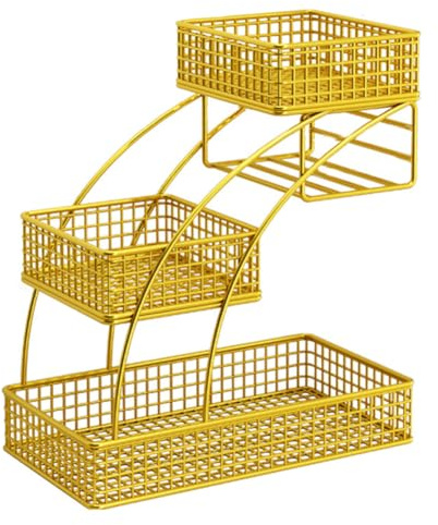3-tier Iron Fruit Basket Bowl Holder, Bread Vegetables Storage Stand for Kitchen Countertop, Fruit Vegetable Basket Snacks Rack in Home Kitchen Office