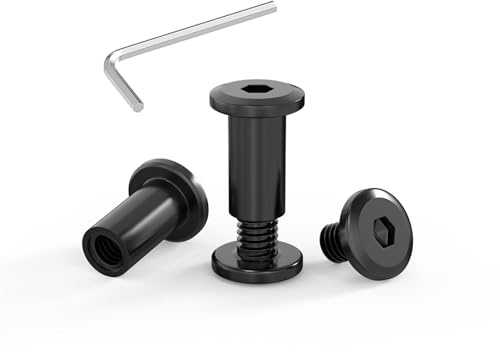 ORTAVA Lot de 10 vis de connexion M4 x 16 mm - Vis de meuble - Écrou à douille M4 - Vis à douille en acier inoxydable A2 V2A - Oxyde noir - Connecteur d'armoire avec clés Allen