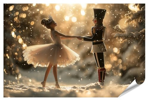 islandburner Prime XXL - Poster con immagine Schiaccianoci e ballerina da favola nella nevicata