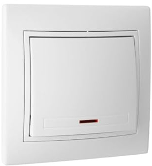 Pulsador de luz luminoso blanco, serie Europa, para control de iluminación y automatización en entornos domésticos y comerciales.