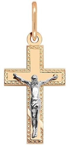 KingGold Orthodoxes goldenes Kreuz mit Gebet Rotgold 585