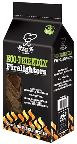 Big K Products Eco-Friendly, Easy & Quick Lighting Vegetable Wax Firelighter Cubes FL96-AMZ-4PK, For Wood Burners, BBQ, Log Burners & Open Fires, 96 Firelighter Cubes per Pack - 4 Packs
