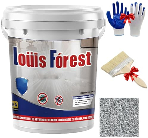 Forubom High-Gloss Marble Effect Epoxy Floor Coating, 0.5kg, Water-Based, For Garage, Basement & Concrete, Dark Gray