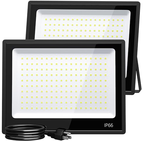 XXBSAZ LED Flood Light Outdoor, High Power Commercial Work Light, IP66 Waterproof Daylight Super Bright Security Stadium Lights for Parking Lots, Warehouses, Yard (2, 150, Watts)