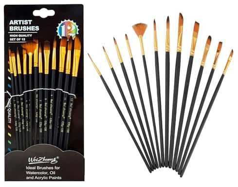 Aquarell Pinsel Set, 12 Stück Watercolor Brush Künstlerpinsel Set, Acrylpinsel-Set Mit Feinen Borsten, Kinder-Makeup-Pinselset, Für Fasching, Carnival, Partys, Auch Für Kunstanfänger Geeignet