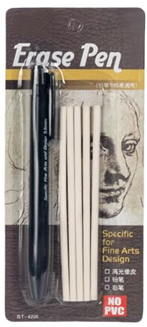 Ahuuen Gomas De Borrar Retráctiles Con - Lápiz Borrador para Artistas - Bolígrafo Borrador Retráctil Punta Fina 3.8mm con 5 Recambios para Artistas y Niños