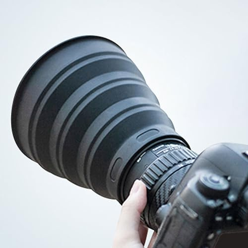 MZSX Silicone Lens Hood, Camera Lens Hood, Anti-Reflection Blocks Excess Sunlight, Collapsible, Suitable for outer diameters of 72-112 mm, Glass Window Photography Accessory