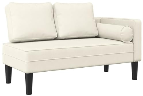 Homgoday Chaiselongue mit Kissen Creme Samt Loungesessel Model4007578