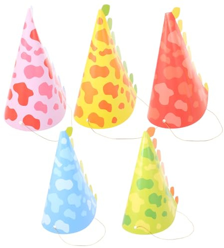 Veemoon 10 Pezzi Cappellini da Festa Dinosauro per Cappello a Cono di Carta Colorato Copricapo per Compleanno Tema Dinosauri Accessori Fotografici per Feste