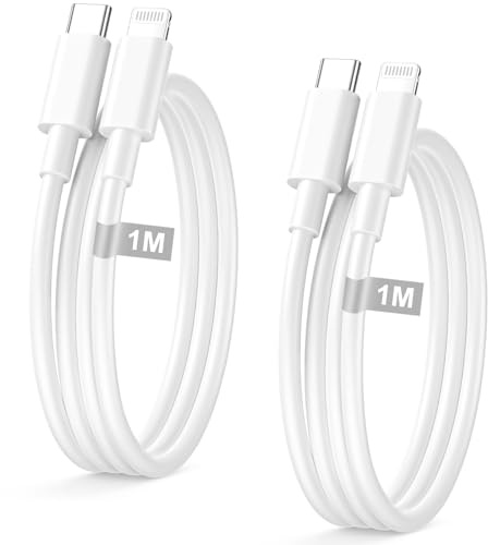 Cable iPhone Carga Rapida 1M 2Pack, [Certificado MFi] Cable USB C a Lightning Carga Rapida cable Cargador iPhone, Cabo Cargador Lightning para iPhone 14/13/12/11/Pro/Pro Max/Plus/8/7/6/5/5S/SE/XR,iPad