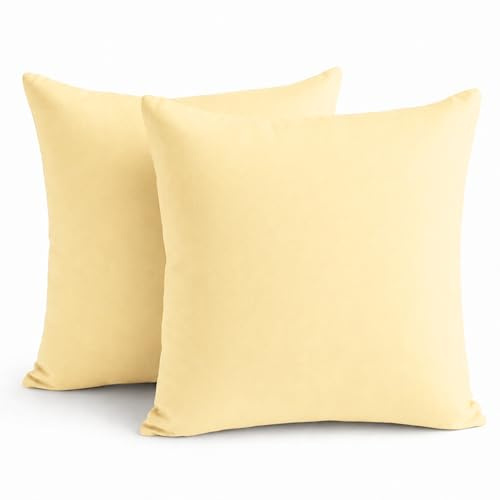 TIN DREAMS FACTORY | Pack de 2 Fundas de Cojín 45x45 cm Amarillo Liso – Desenfundables y Lavables – Almohadones Modernos – Hechas en España – Decoración Hogar, Cama, Sofá, Sillón