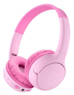 Belkin SoundForm Mini 2 Casque Audio sans Fil pour Enfants - Rose | Casque Audio Bluetooth Pour Enfants, Volume 85 dB, Autonomie de 55h, Micro, Pliable, Autocollants, Câble AUX, Partage Audio