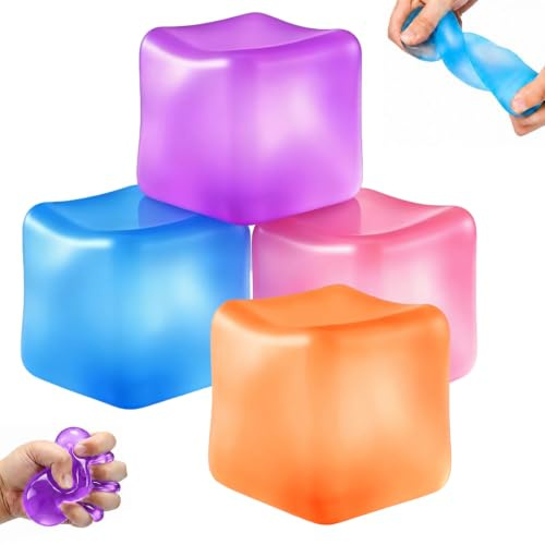 4 Stück Squishy Würfel Stressball, 5 cm Cube Squishy Fidget Toys, Sensorisches Anti Stress Spielzeug, Slow Rising Squishy Würfe Geeignet für Erwachsene Geburtstagsgeschenke, Party-Mitgebsel