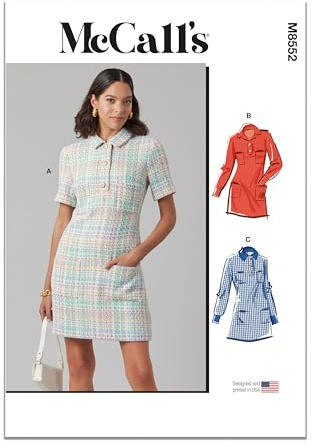 McCall's M8552K5 Misses' Lined and Fitted Shift Dress Sewing Pattern Packet, Design Code M8552, Sizes 8-10-12-14-16