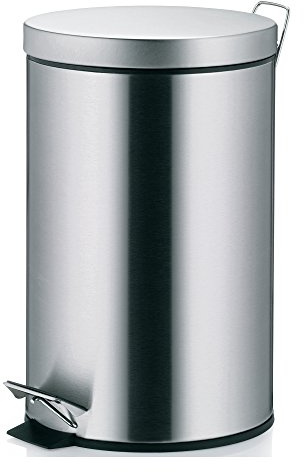 kela Pattumiera a pedale 12 l, pattumiera a pedale con coperchio Silent-Close, chiusura automatica MONACO+, pattumiera in acciaio inox per bagno e cucina con secchio interno, argento lucido