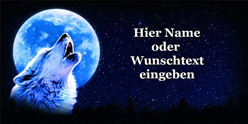 Namensschild heulender Wolf mit Wunschtext selbst gestalten und bedrucken lassen ✓ Country und Western ✓ Nummernschild