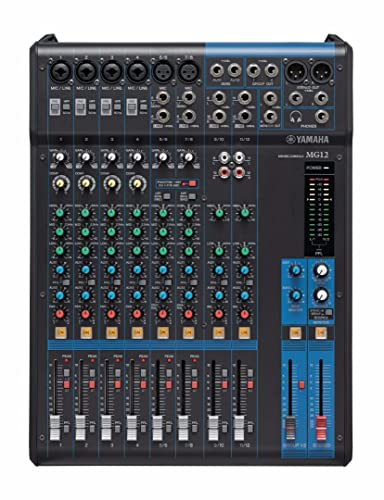 Yamaha MG12 Mixer Audio - Console di Mixaggio Compatta con 12 Canali d'Ingresso e Preamplificatori Microfonici D-PRE