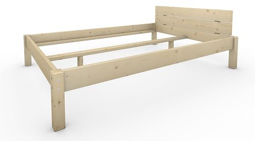 TUGA - Holztech Naturprodukt MASSIVHOLZBETT DAYBETT MASSIV Holz Bett HOLZBETT FSC 300Kg 140 x 200cm unbehandelt HÖHE 38cm