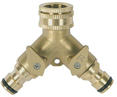 RIBIMEX - PRA/RLB.4208 - Presa rubinetto a due vie con raccordi rapidi liberi - In ottone